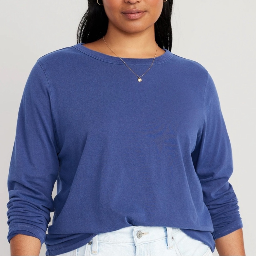 Old Navy Women’s 3X Plus EveryWear Crew Neck Long-Sleeve T-Shirt Color: Bluesday